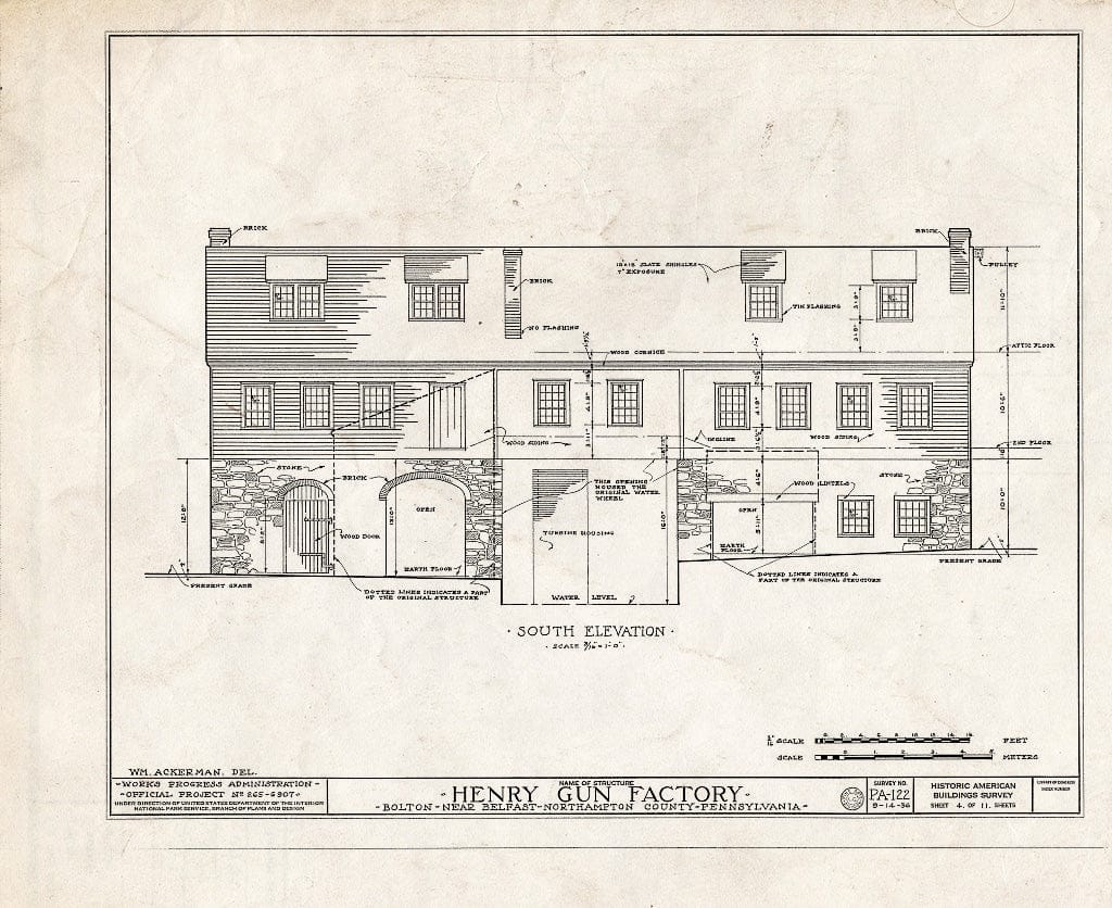 Blueprint HABS PA,48-Bolt,1- (Sheet 4 of 11) - Henry Gun Factory, Belfast, Northampton County, PA