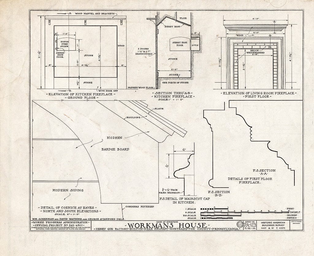 Blueprint HABS PA,48-Bolt,2- (Sheet 6 of 7) - Henry Gun Factory, Workman's House, Belfast, Northampton County, PA