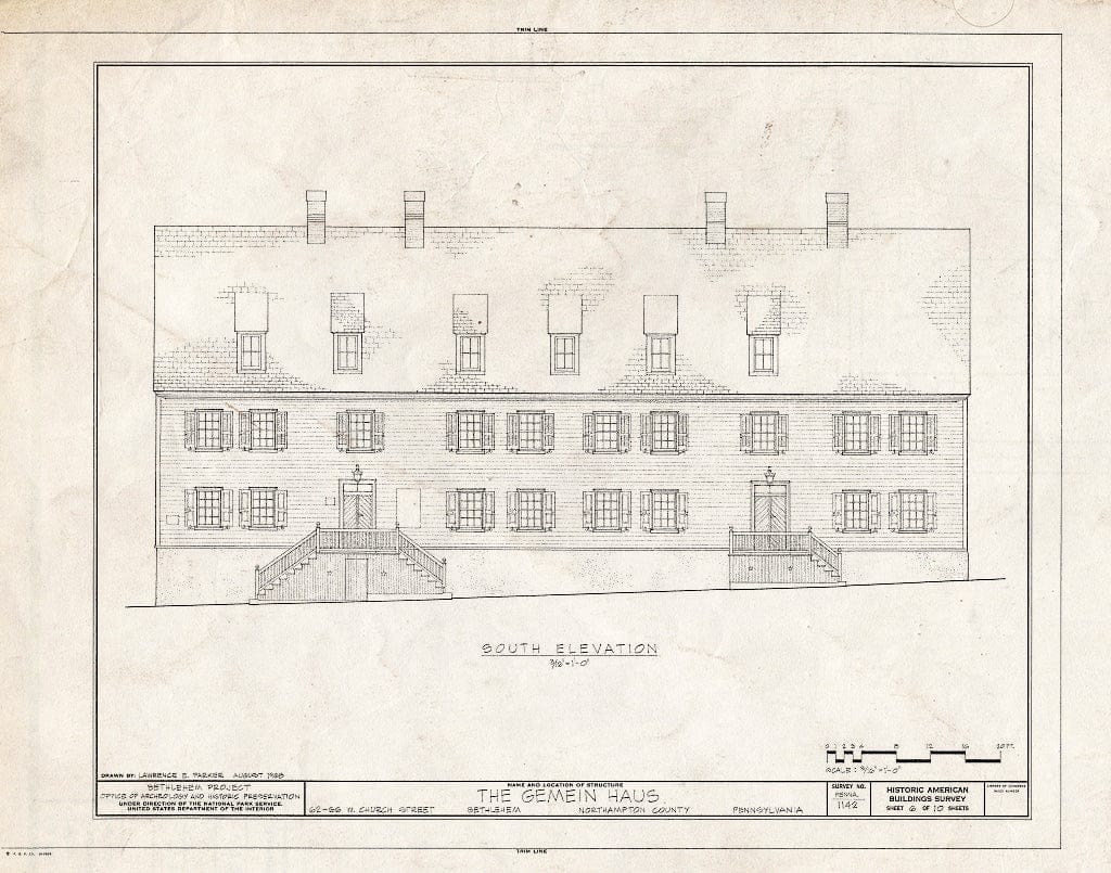 Blueprint HABS PA,48-Beth,3-A- (Sheet 6 of 10) - Gemein Haus, 62-66 West Church Street, Bethlehem, Northampton County, PA