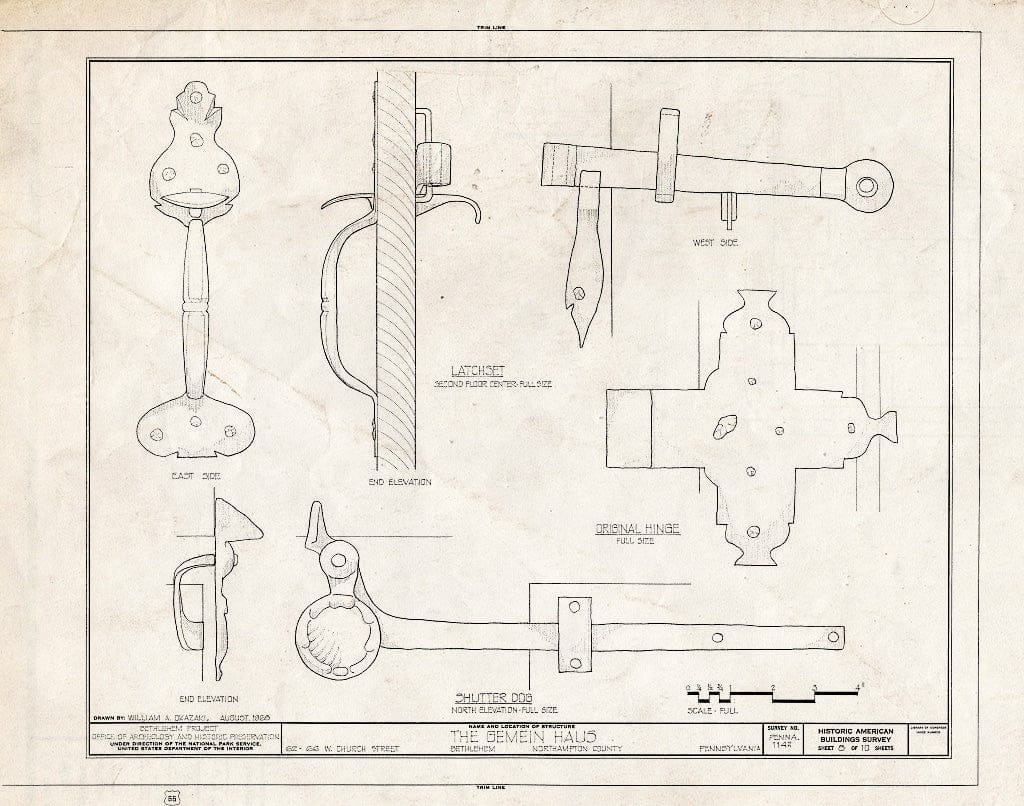 Blueprint HABS PA,48-Beth,3-A- (Sheet 8 of 10) - Gemein Haus, 62-66 West Church Street, Bethlehem, Northampton County, PA