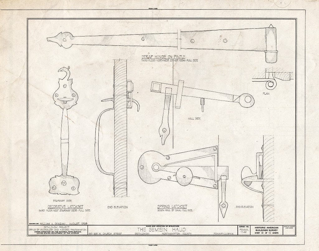 Blueprint HABS PA,48-Beth,3-A- (Sheet 9 of 10) - Gemein Haus, 62-66 West Church Street, Bethlehem, Northampton County, PA