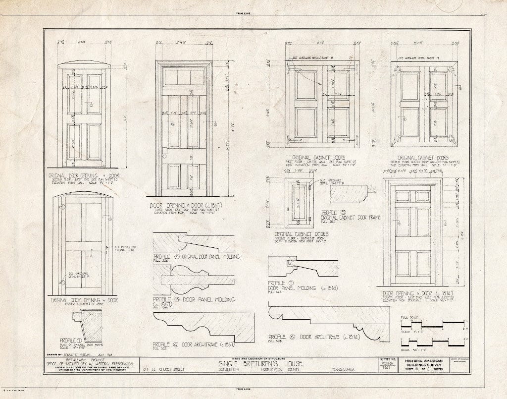Blueprint HABS PA,48-Beth,4- (Sheet 16 of 21) - Single Brethren's House, 89 West Church Street, Bethlehem, Northampton County, PA