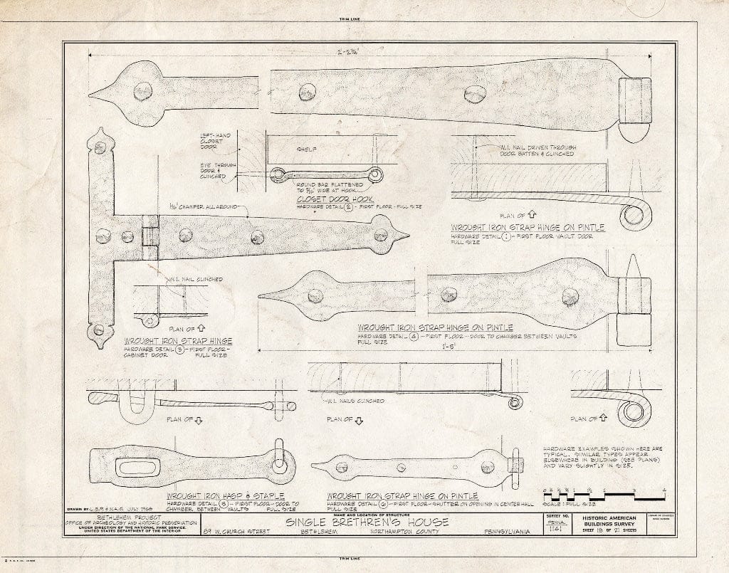 Blueprint HABS PA,48-Beth,4- (Sheet 18 of 21) - Single Brethren's House, 89 West Church Street, Bethlehem, Northampton County, PA