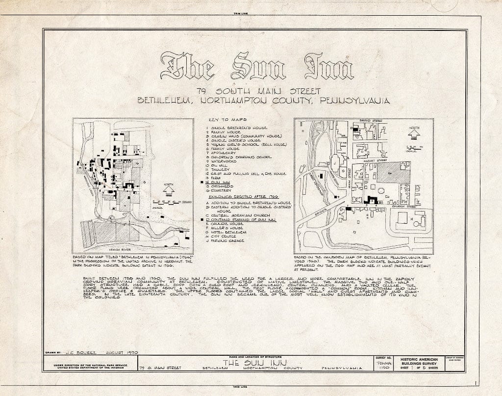 Blueprint HABS PA,48-Beth,13- (Sheet 1 of 5) - Sun Inn, 564 Main Street, Bethlehem, Northampton County, PA