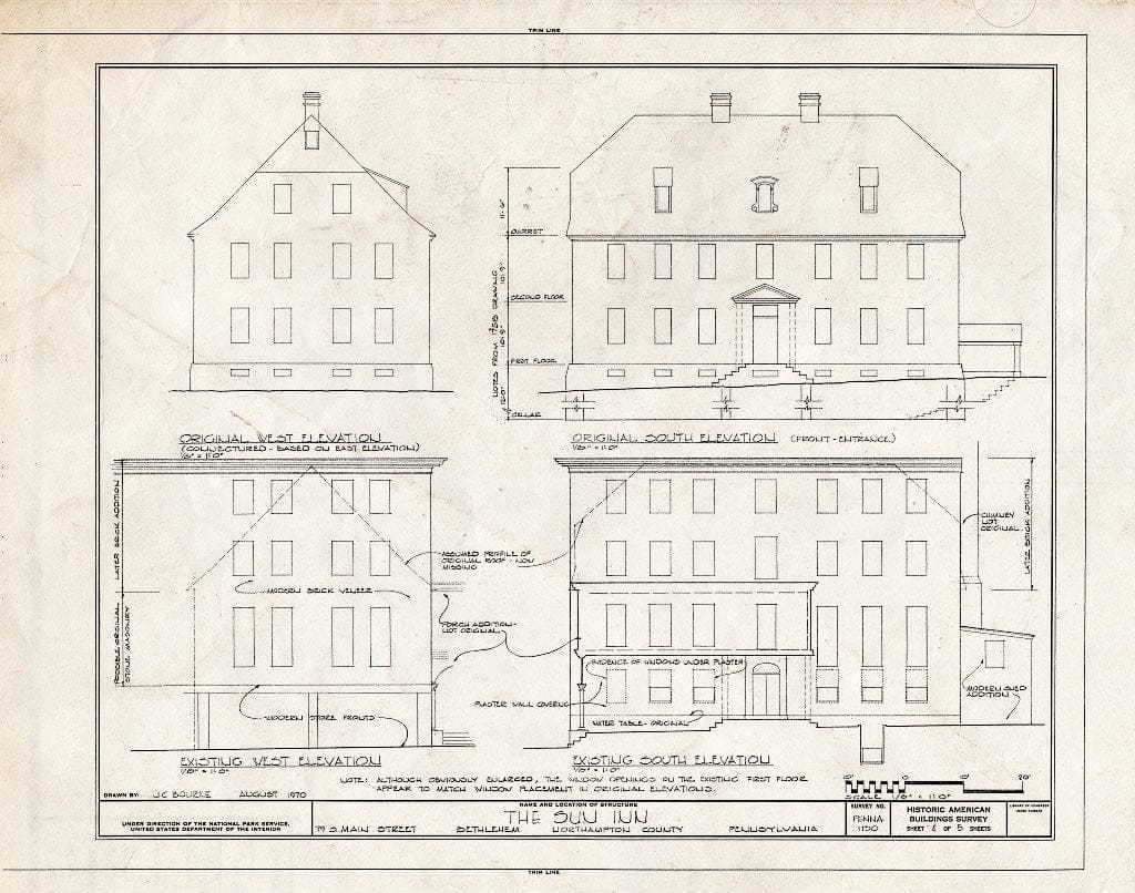 Blueprint HABS PA,48-Beth,13- (Sheet 4 of 5) - Sun Inn, 564 Main Street, Bethlehem, Northampton County, PA