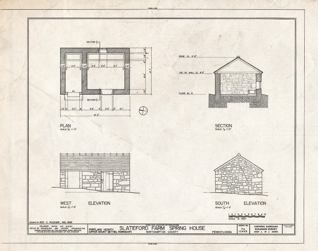 Blueprint HABS PA,48-Port.V,1B- (Sheet 2 of 2) - Slateford House, Springhouse, (Upper Mount Bethel Township), Portland, Northampton County, PA