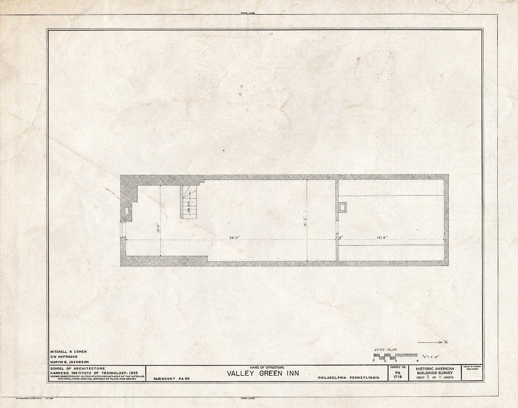 Blueprint HABS PA,51-PHLIA,83- (Sheet 5 of 11) - Valley Green Inn, Wissahickon Drive, Philadelphia, Philadelphia County, PA