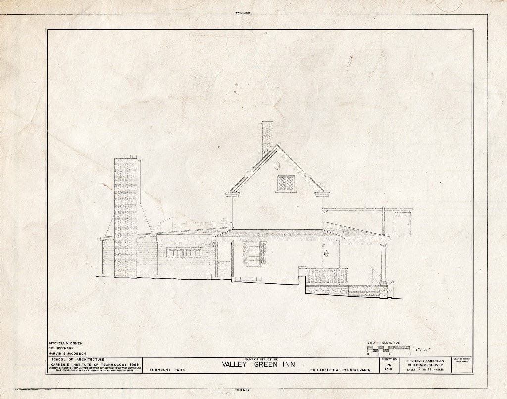 Blueprint HABS PA,51-PHLIA,83- (Sheet 7 of 11) - Valley Green Inn, Wissahickon Drive, Philadelphia, Philadelphia County, PA