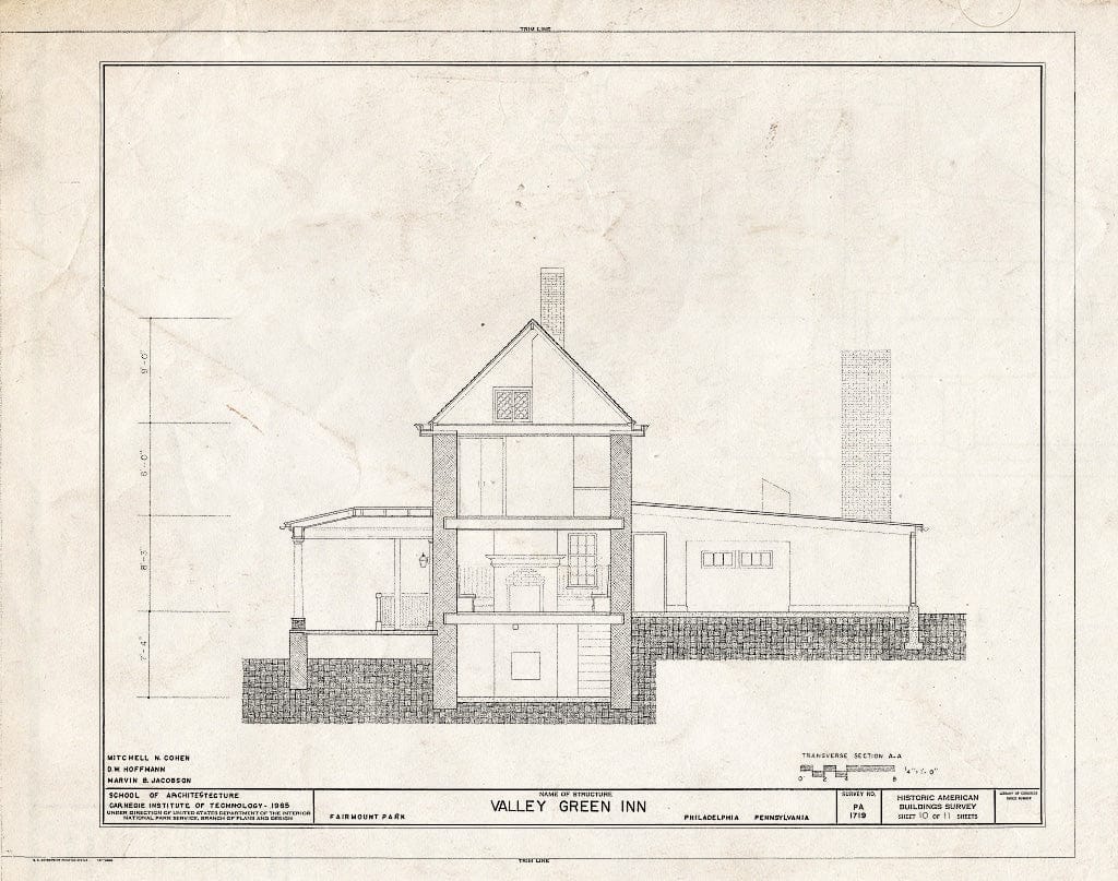 Blueprint HABS PA,51-PHLIA,83- (Sheet 10 of 11) - Valley Green Inn, Wissahickon Drive, Philadelphia, Philadelphia County, PA