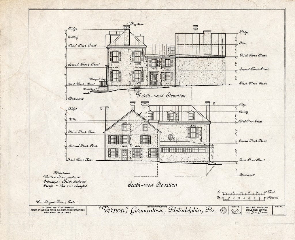 Blueprint HABS PA,51-Germ,38- (Sheet 5 of 17) - Vernon, Germantown Avenue, Vernon Park, Philadelphia, Philadelphia County, PA