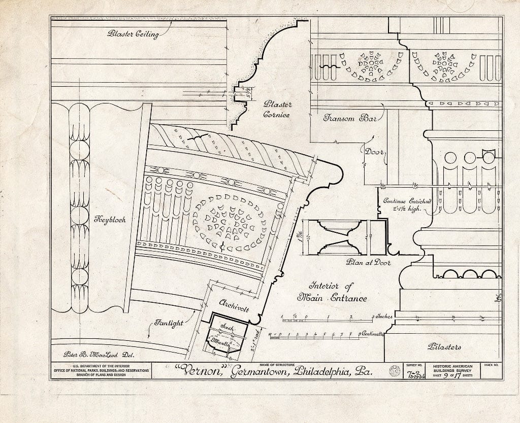 Blueprint HABS PA,51-Germ,38- (Sheet 9 of 17) - Vernon, Germantown Avenue, Vernon Park, Philadelphia, Philadelphia County, PA