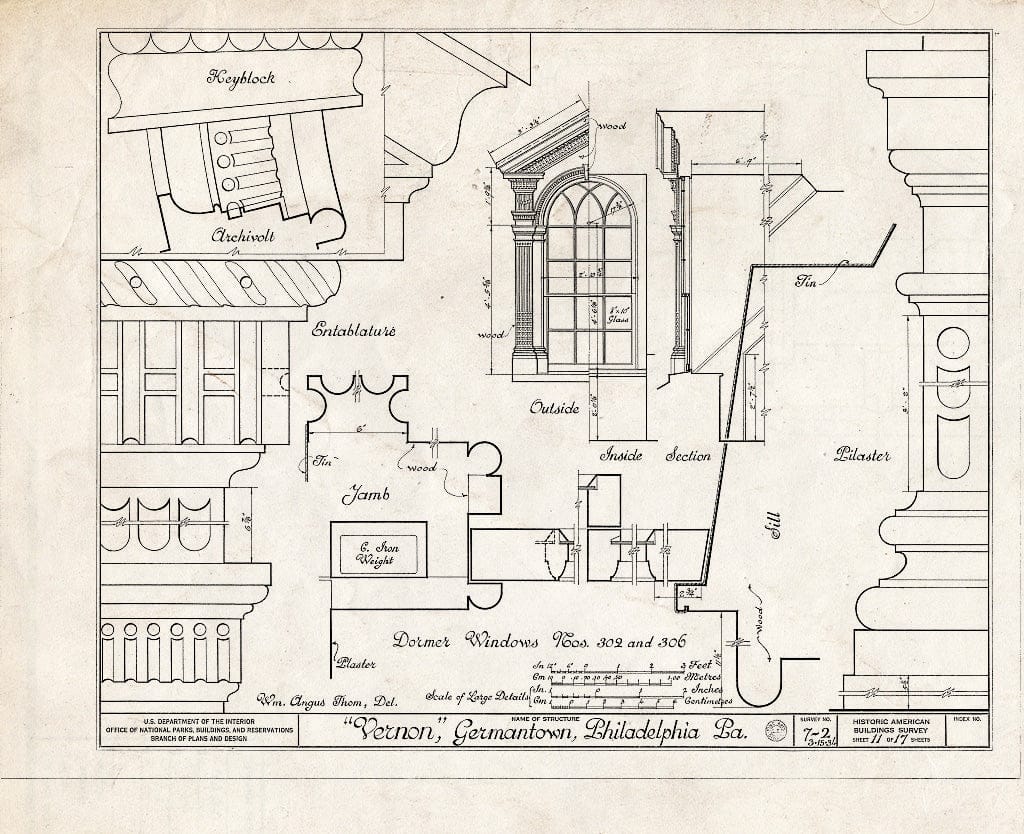 Blueprint HABS PA,51-Germ,38- (Sheet 11 of 17) - Vernon, Germantown Avenue, Vernon Park, Philadelphia, Philadelphia County, PA