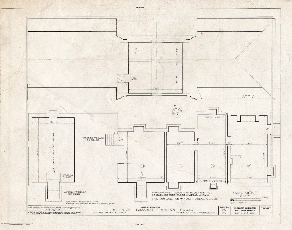 Blueprint HABS PA,51-PHLA,226- (Sheet 4 of 11) - Stephen Girard Country House, Shunk & Twenty-First Streets, Philadelphia, Philadelphia County, PA