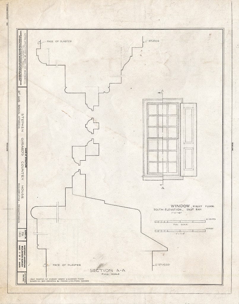 Blueprint HABS PA,51-PHLA,226- (Sheet 9 of 11) - Stephen Girard Country House, Shunk & Twenty-First Streets, Philadelphia, Philadelphia County, PA