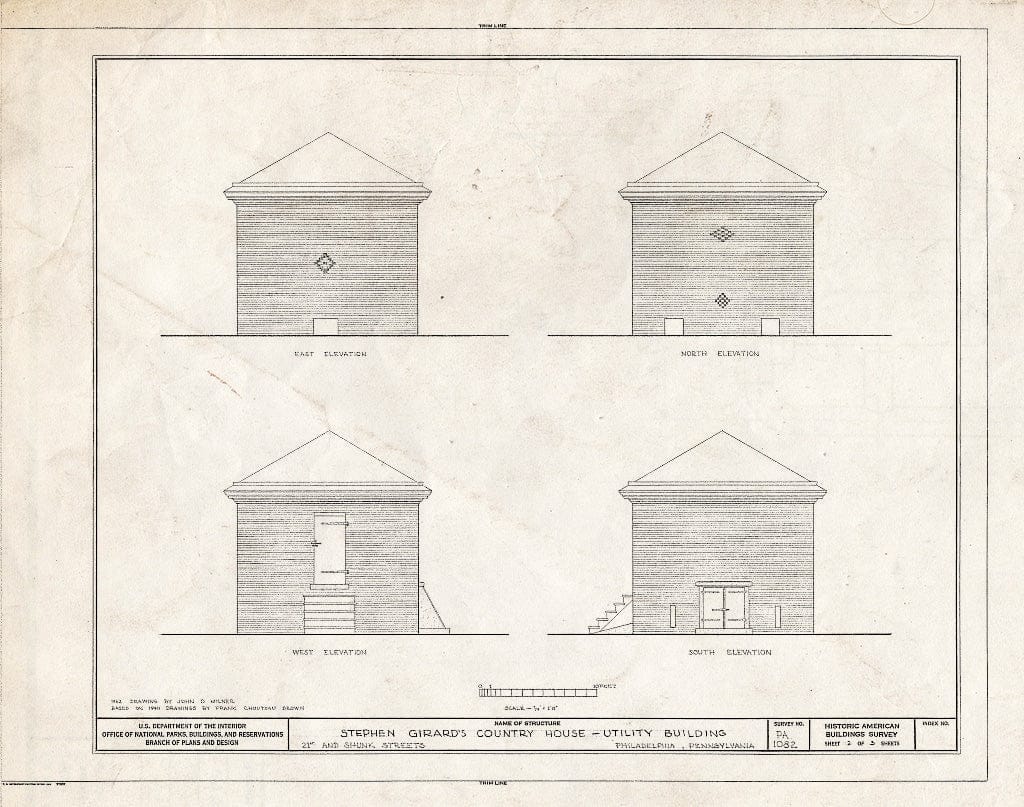 Blueprint HABS PA,51-Phila,226A- (Sheet 2 of 3) - Stephen Girard Country House, Utility Building, Shunk & Twenty-First Streets, Philadelphia, Philadelphia County, PA