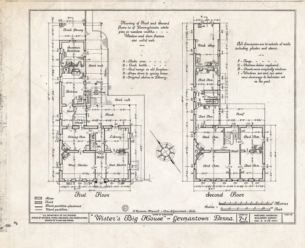 Blueprint HABS PA,51-Germ,23- (Sheet 3 of 10) - Grumblethorpe, 5267 Germantown Avenue, Philadelphia, Philadelphia County, PA