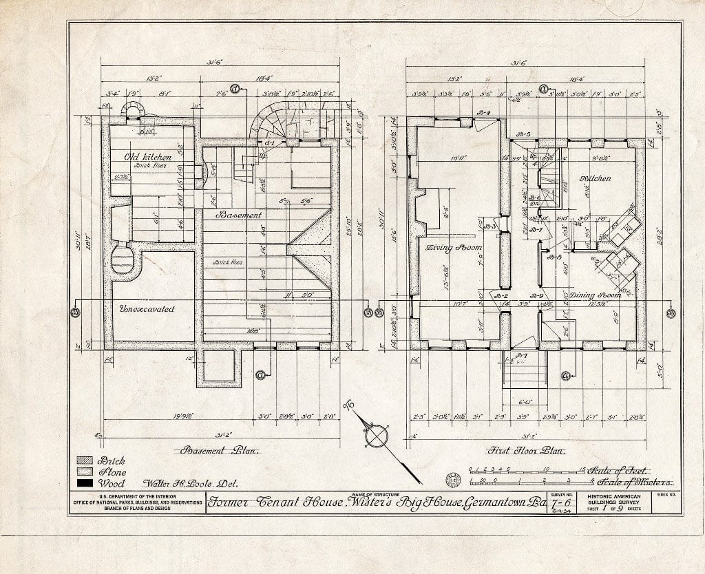 Blueprint HABS PA,51-Germ,24- (Sheet 1 of 9) - Grumblethorpe Tenant House, 5269 Germantown Avenue, Philadelphia, Philadelphia County, PA
