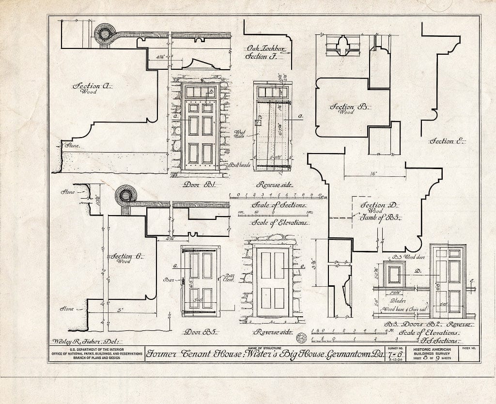Blueprint HABS PA,51-Germ,24- (Sheet 8 of 9) - Grumblethorpe Tenant House, 5269 Germantown Avenue, Philadelphia, Philadelphia County, PA
