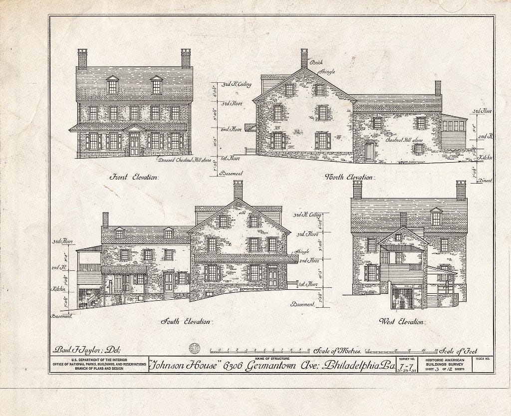 Blueprint HABS PA,51-Germ,55- (Sheet 3 of 12) - Johnson House, 6306 Germantown Avenue, Philadelphia, Philadelphia County, PA