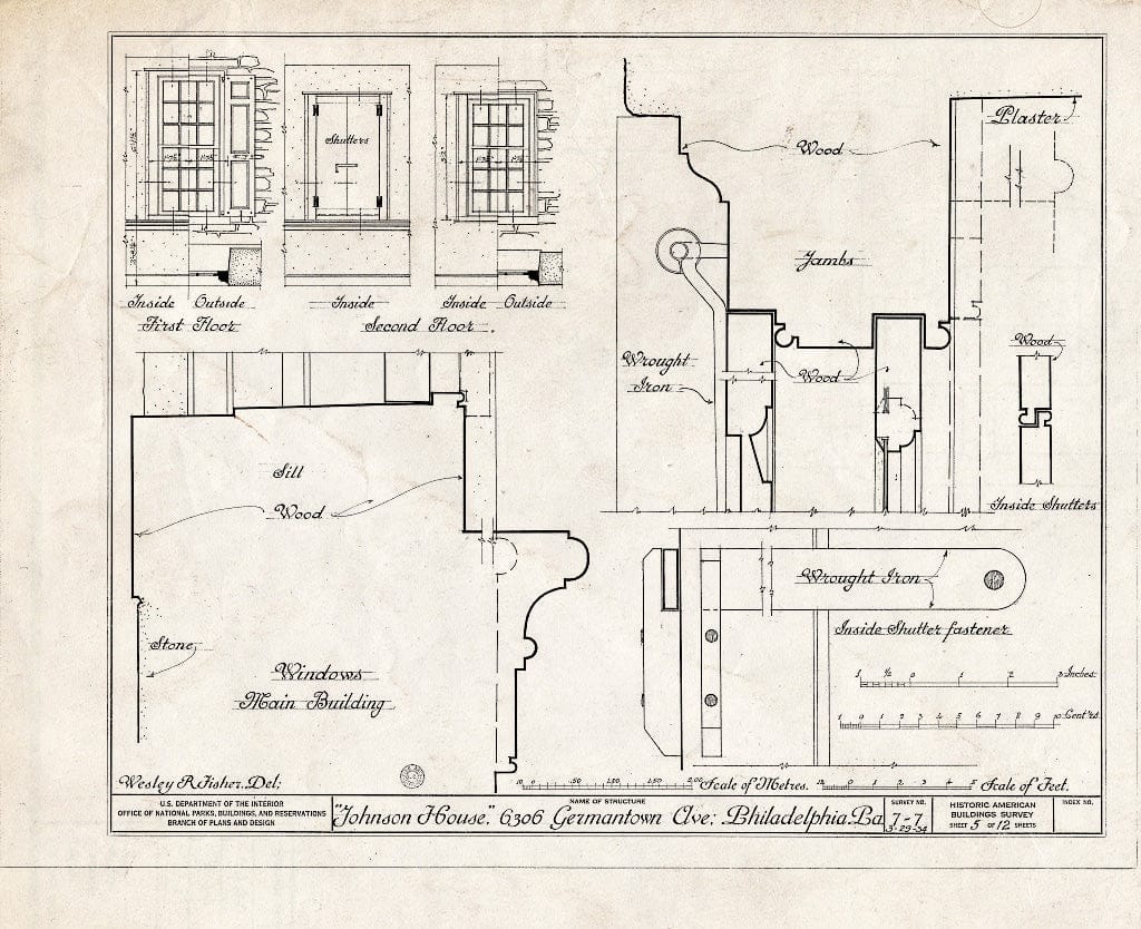 Blueprint HABS PA,51-Germ,55- (Sheet 5 of 12) - Johnson House, 6306 Germantown Avenue, Philadelphia, Philadelphia County, PA