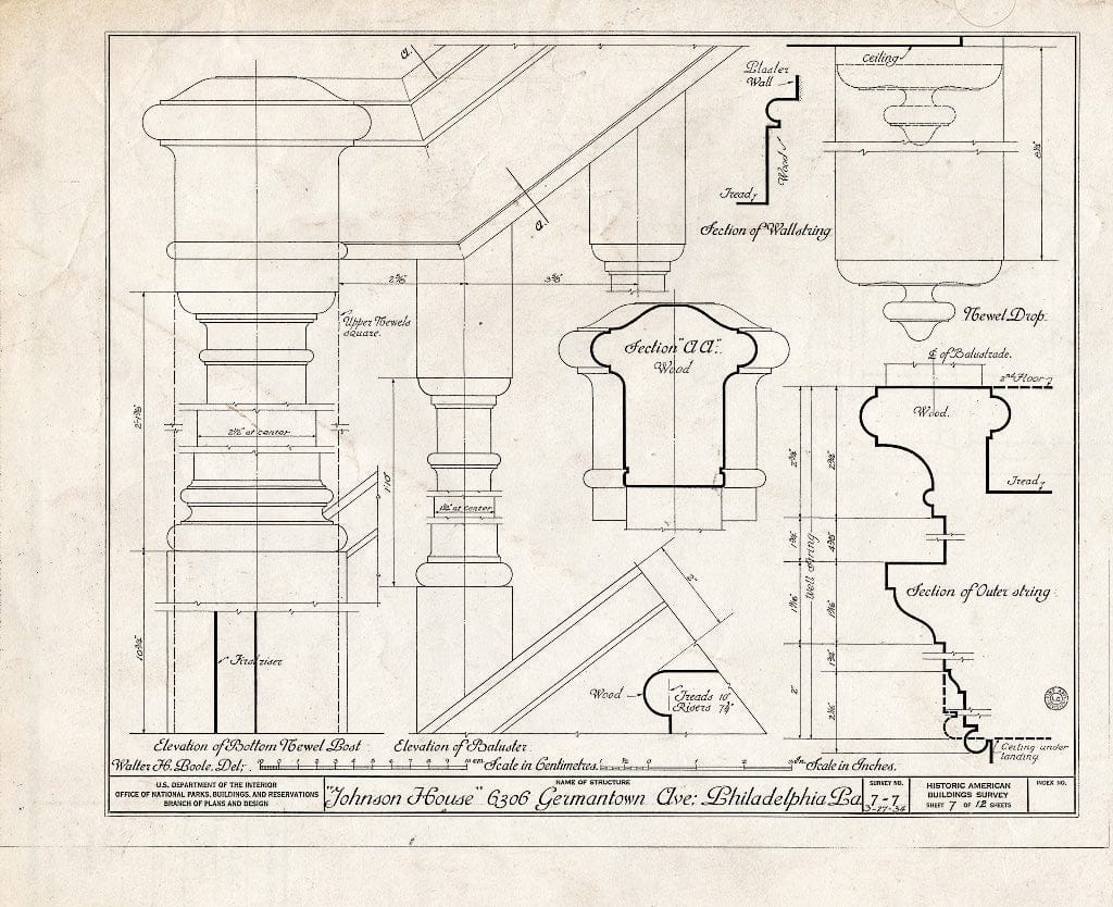 Blueprint HABS PA,51-Germ,55- (Sheet 7 of 12) - Johnson House, 6306 Germantown Avenue, Philadelphia, Philadelphia County, PA