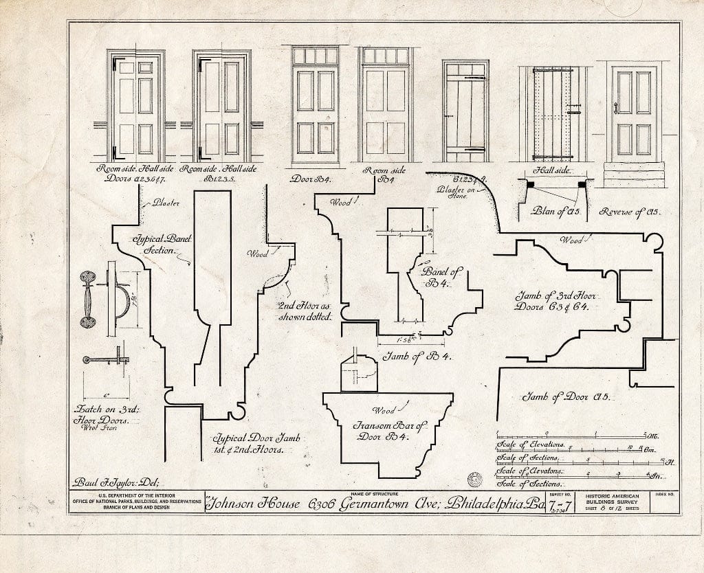 Blueprint HABS PA,51-Germ,55- (Sheet 8 of 12) - Johnson House, 6306 Germantown Avenue, Philadelphia, Philadelphia County, PA