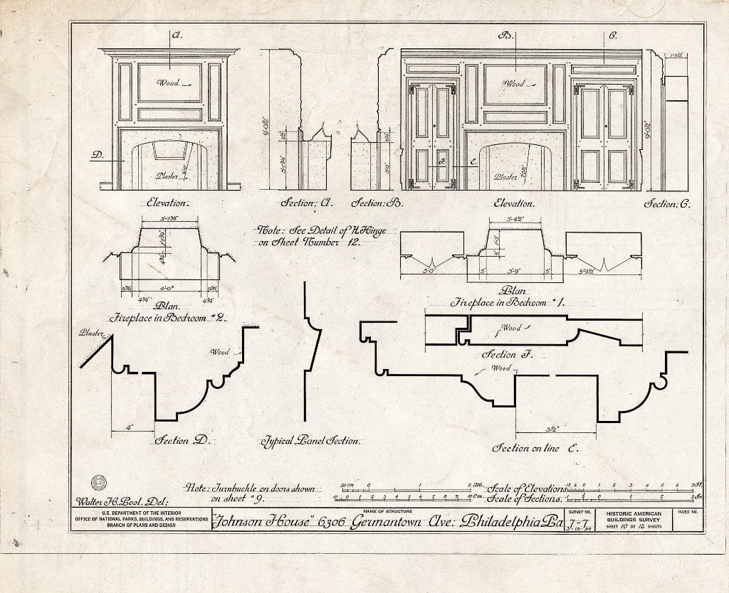 Blueprint HABS PA,51-Germ,55- (Sheet 10 of 12) - Johnson House, 6306 Germantown Avenue, Philadelphia, Philadelphia County, PA