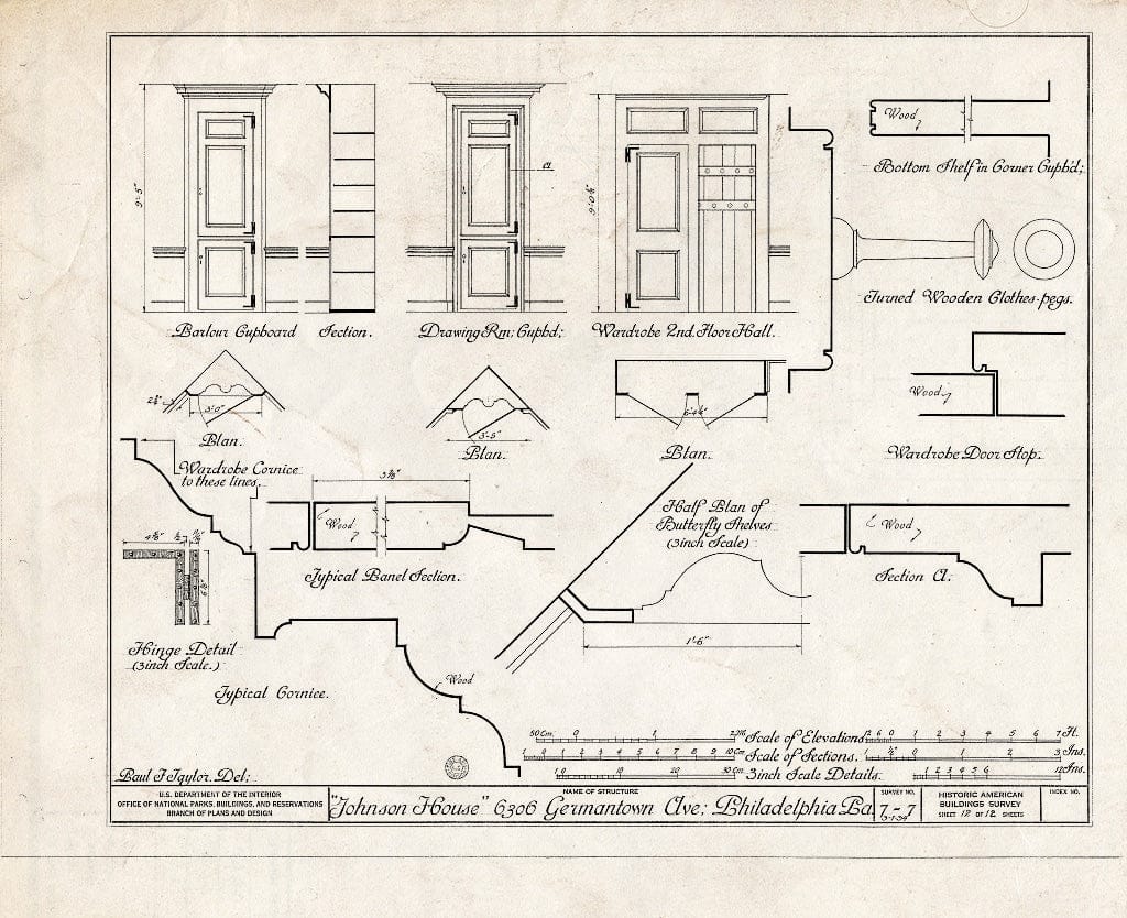Blueprint HABS PA,51-Germ,55- (Sheet 12 of 12) - Johnson House, 6306 Germantown Avenue, Philadelphia, Philadelphia County, PA