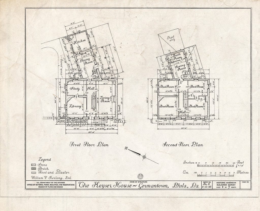 Blueprint HABS PA,51-Germ,52- (Sheet 2 of 7) - Keyser House, 6205 Germantown Avenue, Philadelphia, Philadelphia County, PA