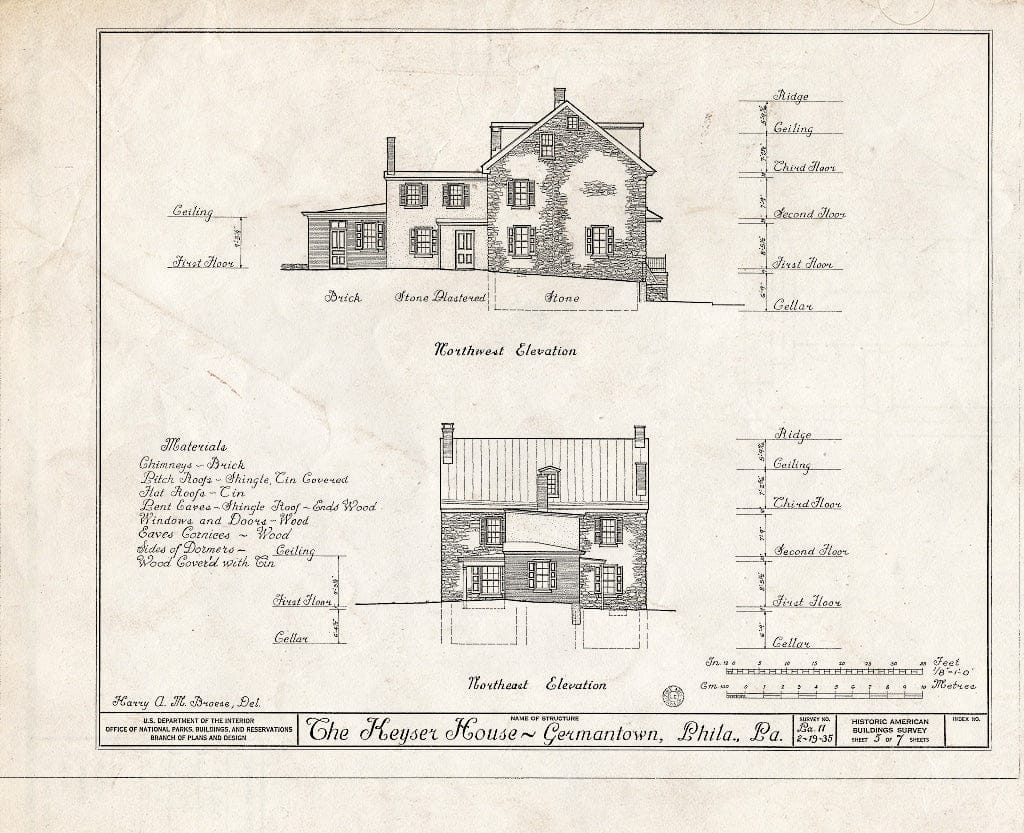 Blueprint HABS PA,51-Germ,52- (Sheet 5 of 7) - Keyser House, 6205 Germantown Avenue, Philadelphia, Philadelphia County, PA