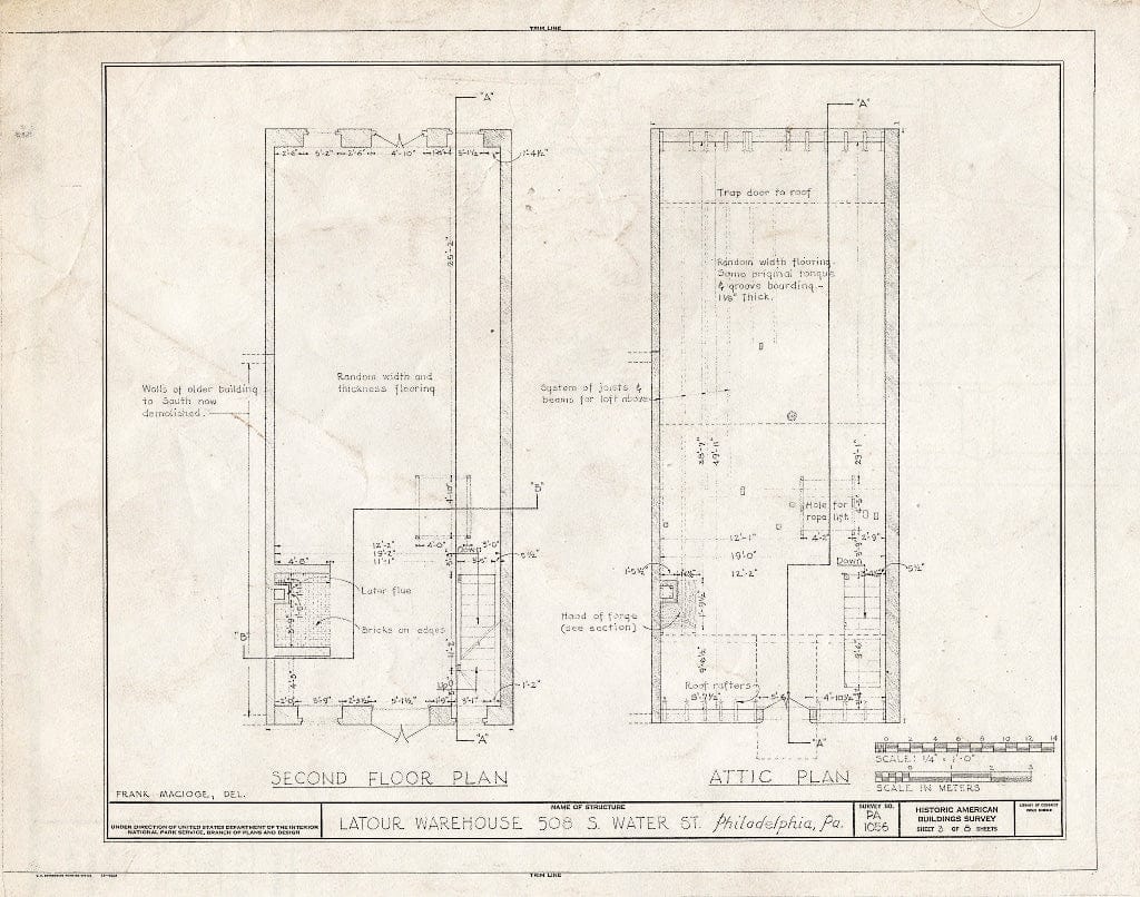 Blueprint HABS PA,51-Phila,254- (Sheet 3 of 8) - Latour Warehouse, 508 South Water Street, Philadelphia, Philadelphia County, PA