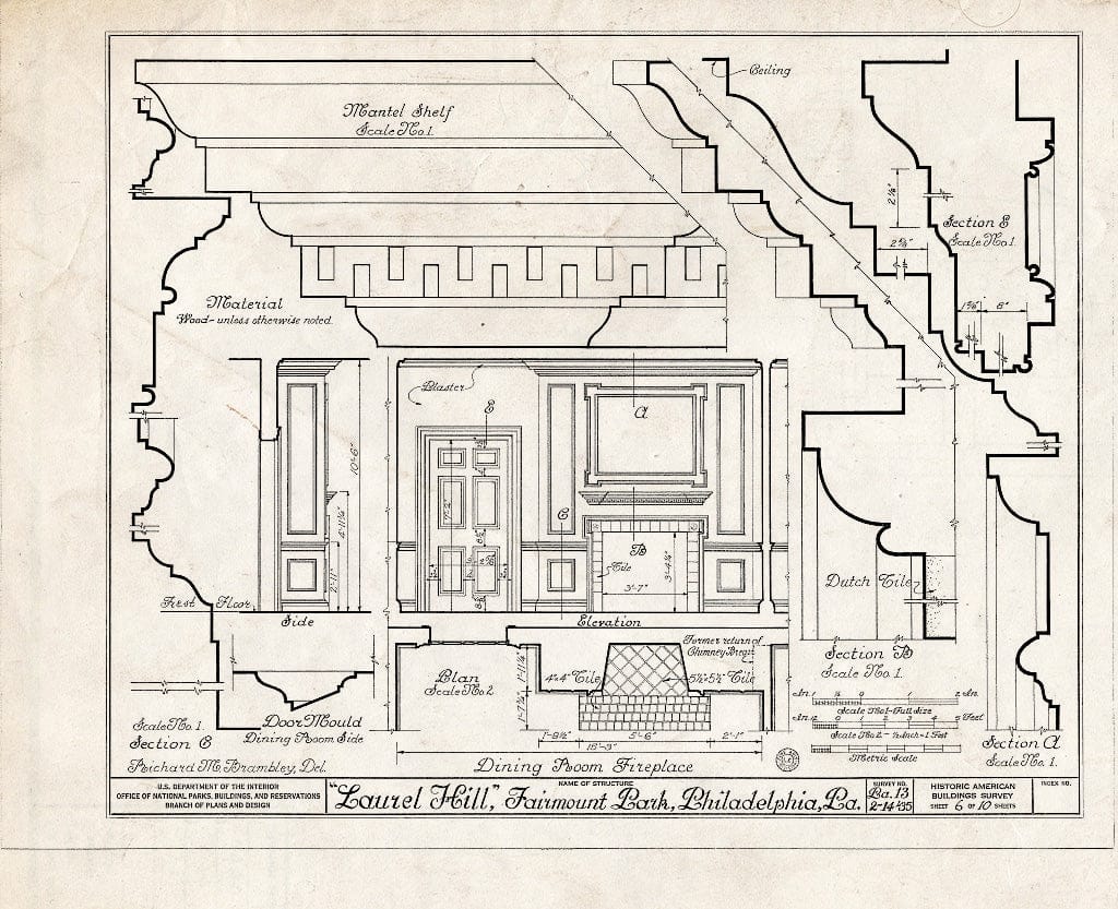 Blueprint HABS PA,51-Phila,12- (Sheet 6 of 10) - Laurel Hill, Edgeley Point Lane, Philadelphia, Philadelphia County, PA
