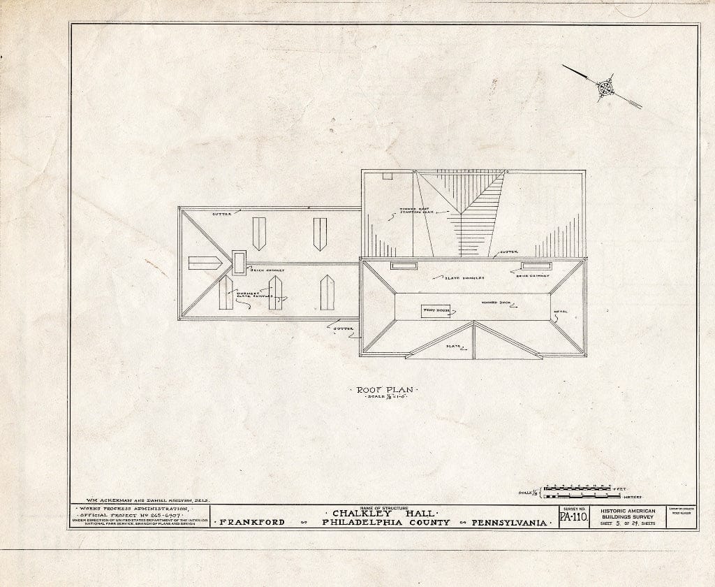 Blueprint HABS PA,51-Phila,62- (Sheet 5 of 24) - Chalkley Hall, Wheatsheaf Lane & Sepviva Street, Philadelphia, Philadelphia County, PA