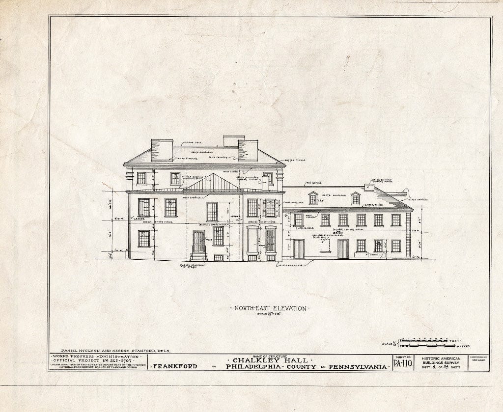 Blueprint HABS PA,51-Phila,62- (Sheet 8 of 24) - Chalkley Hall, Wheatsheaf Lane & Sepviva Street, Philadelphia, Philadelphia County, PA
