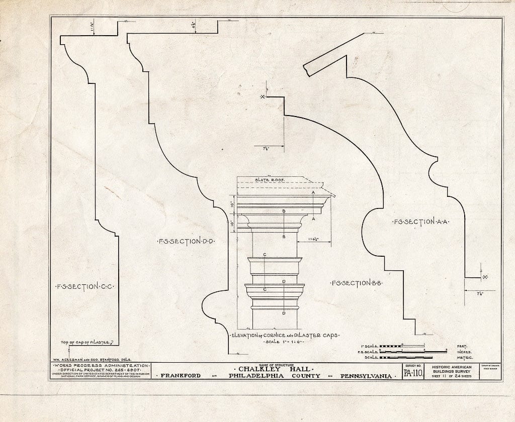 Blueprint HABS PA,51-Phila,62- (Sheet 11 of 24) - Chalkley Hall, Wheatsheaf Lane & Sepviva Street, Philadelphia, Philadelphia County, PA