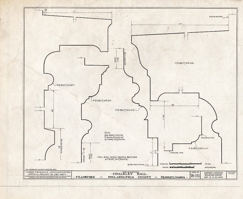 Blueprint HABS PA,51-Phila,62- (Sheet 13 of 24) - Chalkley Hall, Wheatsheaf Lane & Sepviva Street, Philadelphia, Philadelphia County, PA