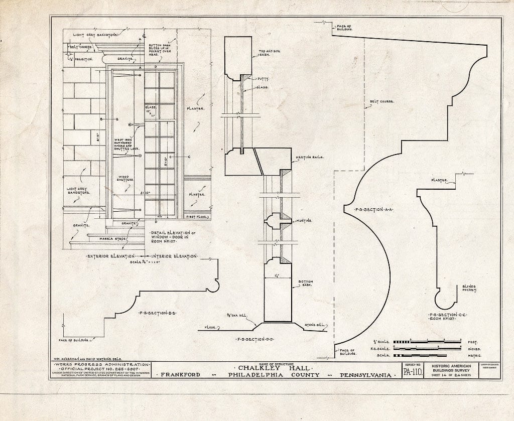 Blueprint HABS PA,51-Phila,62- (Sheet 14 of 24) - Chalkley Hall, Wheatsheaf Lane & Sepviva Street, Philadelphia, Philadelphia County, PA