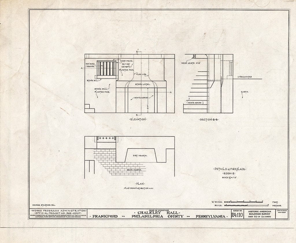 Blueprint HABS PA,51-Phila,62- (Sheet 20 of 24) - Chalkley Hall, Wheatsheaf Lane & Sepviva Street, Philadelphia, Philadelphia County, PA