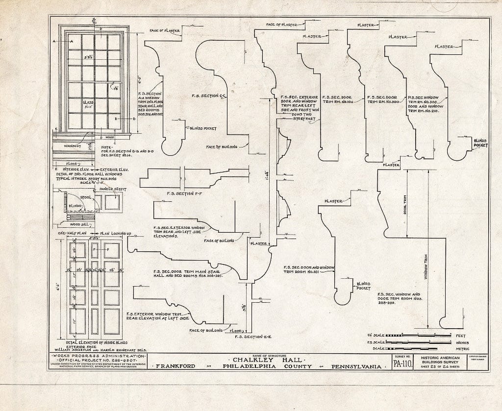 Blueprint HABS PA,51-Phila,62- (Sheet 23 of 24) - Chalkley Hall, Wheatsheaf Lane & Sepviva Street, Philadelphia, Philadelphia County, PA