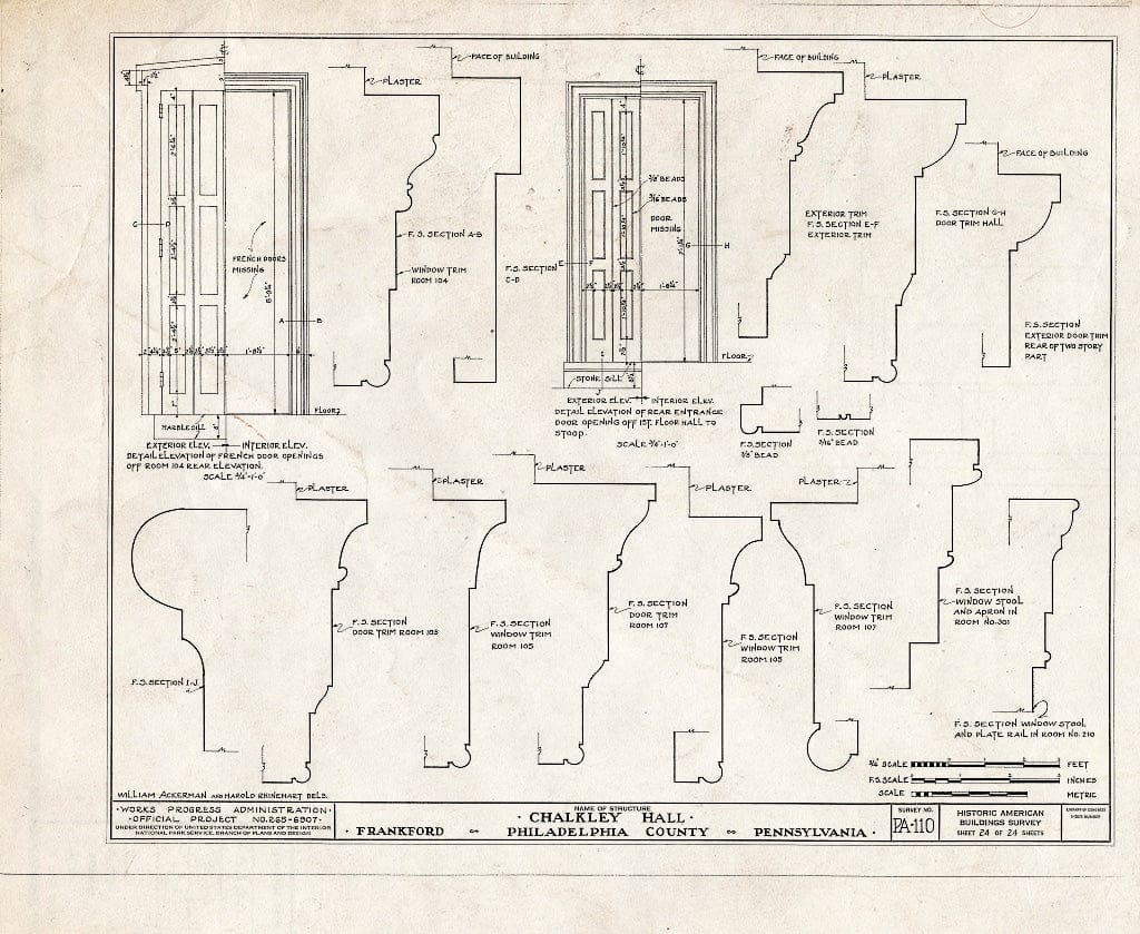 Blueprint HABS PA,51-Phila,62- (Sheet 24 of 24) - Chalkley Hall, Wheatsheaf Lane & Sepviva Street, Philadelphia, Philadelphia County, PA
