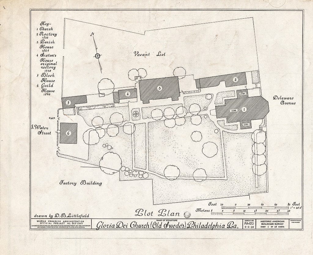 Blueprint HABS PA,51-Phila,174- (Sheet 1 of 10) - Gloria Dei (Church), 929 South Water Street, Philadelphia, Philadelphia County, PA