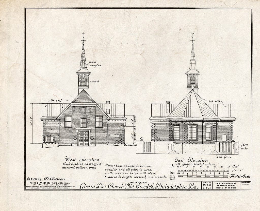 Blueprint HABS PA,51-Phila,174- (Sheet 3 of 10) - Gloria Dei (Church), 929 South Water Street, Philadelphia, Philadelphia County, PA
