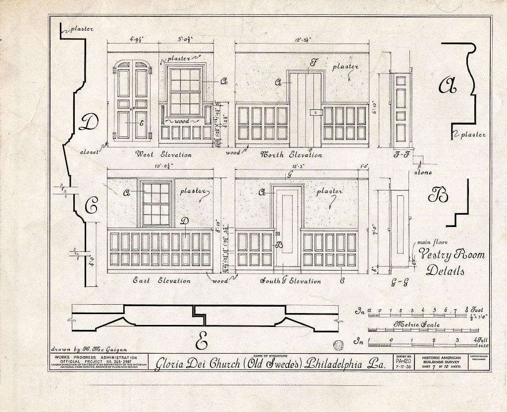 Blueprint HABS PA,51-Phila,174- (Sheet 7 of 10) - Gloria Dei (Church), 929 South Water Street, Philadelphia, Philadelphia County, PA