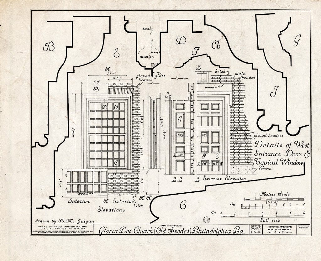 Blueprint HABS PA,51-Phila,174- (Sheet 8 of 10) - Gloria Dei (Church), 929 South Water Street, Philadelphia, Philadelphia County, PA
