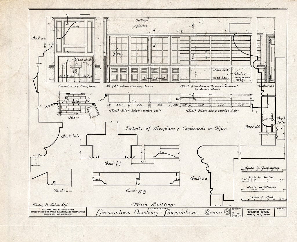 Blueprint HABS PA,51-Germ,33- (Sheet 12 of 17) - Germantown Academy, 110 Schoolhouse Lane, Philadelphia, Philadelphia County, PA