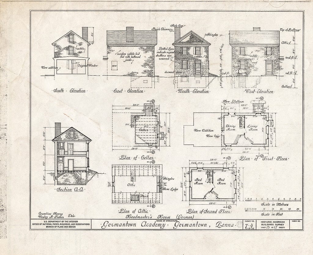 Blueprint HABS PA,51-Germ,33- (Sheet 13 of 17) - Germantown Academy, 110 Schoolhouse Lane, Philadelphia, Philadelphia County, PA