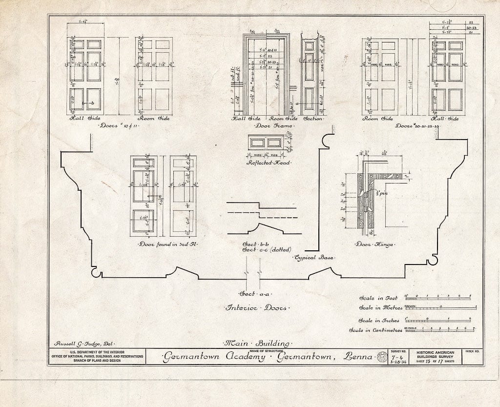 Blueprint HABS PA,51-Germ,33- (Sheet 15 of 17) - Germantown Academy, 110 Schoolhouse Lane, Philadelphia, Philadelphia County, PA