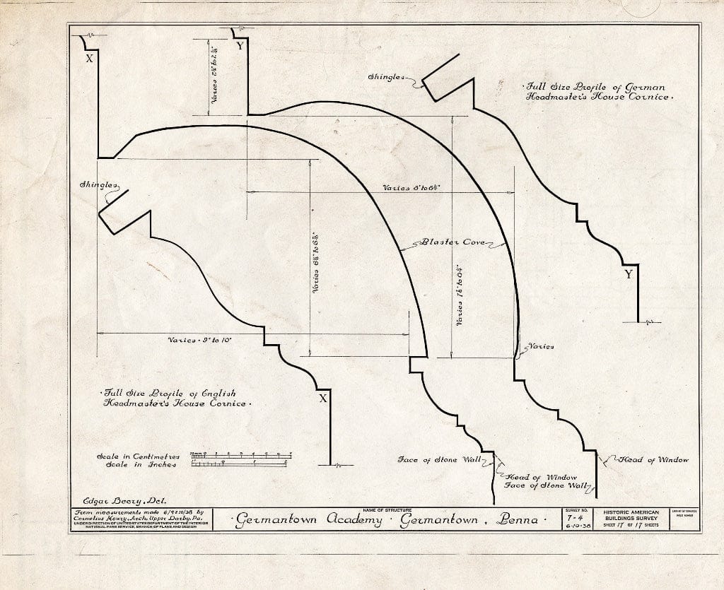 Blueprint HABS PA,51-Germ,33- (Sheet 17 of 17) - Germantown Academy, 110 Schoolhouse Lane, Philadelphia, Philadelphia County, PA