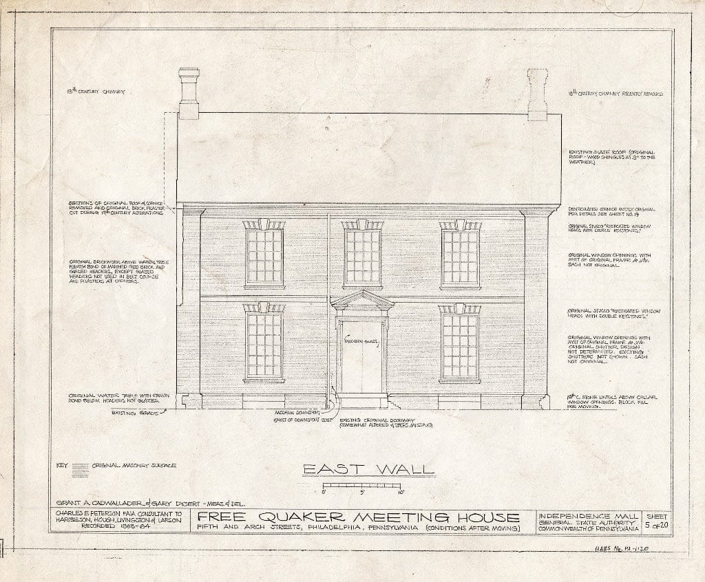 Blueprint HABS PA,51-Phila,158- (Sheet 7 of 22) - Free Quakers Meetinghouse, 500 Arch Street, Philadelphia, Philadelphia County, PA