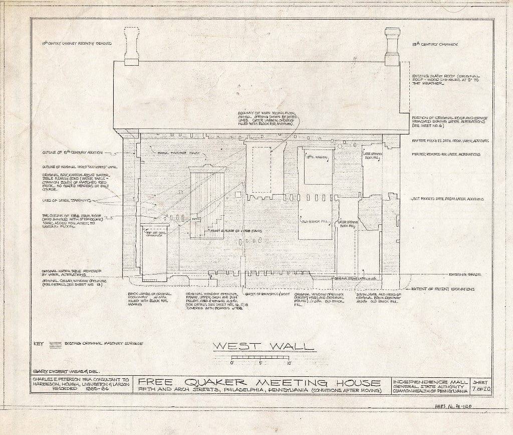 Blueprint HABS PA,51-Phila,158- (Sheet 9 of 22) - Free Quakers Meetinghouse, 500 Arch Street, Philadelphia, Philadelphia County, PA